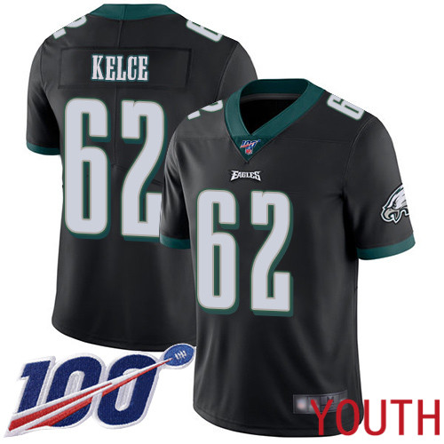 Youth Philadelphia Eagles #62 Jason Kelce Black Alternate Vapor Untouchable NFL Jersey Limited Player Season->youth nfl jersey->Youth Jersey